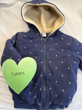 Petit Bateau Navy Insulated Hoodie with Anchor Pattern